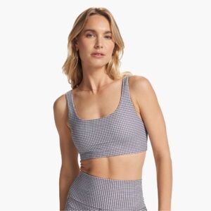 Vuori Daily Bra in White Gingham Plaid